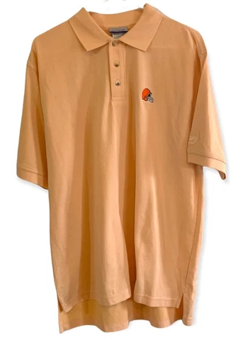 Reebok Cleveland Browns Beige Short Sleeve Football Polo Mens Size Medium Cover