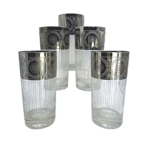 Vintage Culver Tyrol Silver Highball Glasses Set of 5 Mid-Century Retro MCM - Picture 1 of 13