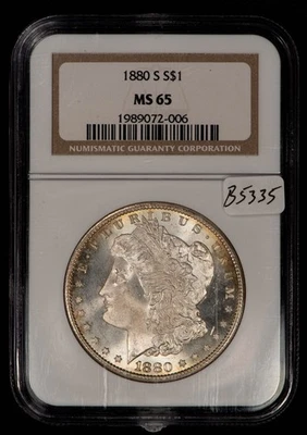 1880-S $1 Morgan Silver Dollar - Frosty PQ Looks 66 - NGC MS 65 - SKU-B5335 - Image 1 of 4