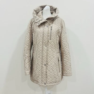 Casaco acolchoado feminino Calvin Klein com capuz creme tamanho XL - Imagem 1 de 4