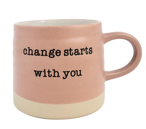 Stoneware Mug Coffee Tea Motivational Mug 3.5in Pink - Picture 1 of 6