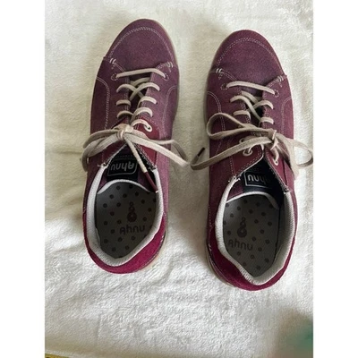 Ahnu Women Size 11 Burgundy Suede Sneakers Lace Up Low Top Comfort Shoes Walking - Image 1 of 4