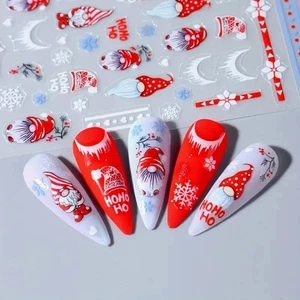 6 pegatinas de arte en uñas para gnomos navideños - autoadhesivas - Imagen 1 de 10