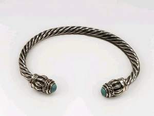Bracciale donna vintage Messico argento sterling 925 cavo turchese braccialetto - Foto 1 di 13