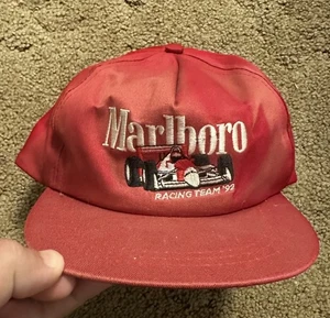 VTG MARLBORO RACING TEAM '92 RED SNAPBACK TRUCKERS HAT F1 INDY CAR RACING EUC - Picture 1 of 8