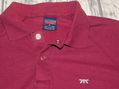 复古 80 年代英国马球衬衫 RIVETS 刺绣 MAROON 男式带标签 XL (L) — 第 1/4 张图片