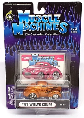 Muscle Machines 1/64 Scale 71161 02-25 - 1941 Willys Coupe - Copper + Flames - Image 1 of 4