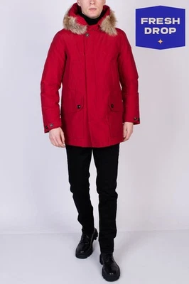 RRP€710 WOOLRICH Down Parka Jacket Size US XS EU S Red TEFLON Coyote Fur Zip - Image 1 of 4