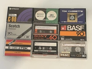 VINTAGE (OLD SCHOOL ) COLLECTION OF RECORDABLE CASSETTE TAPES x9 - Picture 1 of 4