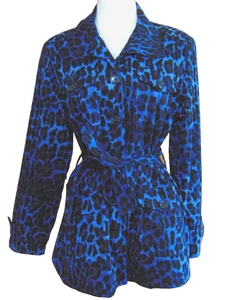 LINEA BY LOUIS DELL'OLIO DAMEN BLAU LEOPARDENMUSTER TRENCHCOAT JACKE GR. M - Bild 1 von 8