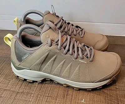 Oboz Sypes Low Leather Waterproof Hiking Shoes Womens Size 6.5 Gravel Beige - Image 1 of 4