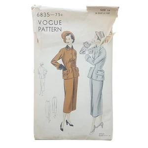 Vintage 1940s ORIGINAL Sewing Pattern Skirt Suit Vogue Pattern 6835 34 Bust - Picture 1 of 5