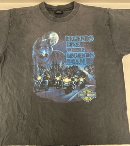Vintage Harley Davidson Legends Wolves Black Large T-Shirt Pleasant Hill Large - Bild 1 von 3