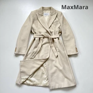 Max Mara Coat White Tag Angora Rabbit Buttonless Coat Ivory Size 40 From Japan - Picture 1 of 24
