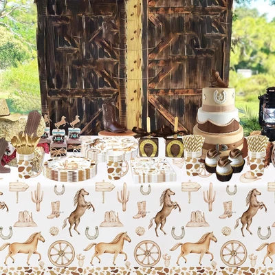 Western Cowboy Birthday Party Decorations Dinnerware - Wild West Party Supplies, - Image 1 of 4