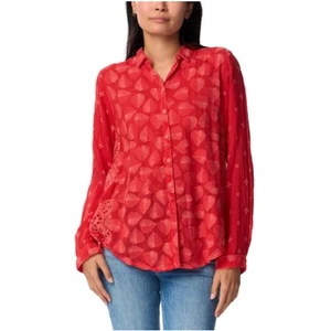 Blusa Johnny Was Pine Desi Hojas Bordadas Ojales Abiertos Cupra Naranja S - Imagen 1 de 8