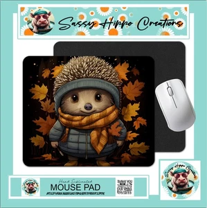 Mauspad Igel Herbstlaub Herbstzeit Antirutsch Rücken pflegeleicht - Bild 1 von 4