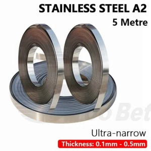 5 Metre Stainless Steel Strip A2 304 Metal Sheet Foil Band Roll 0.1-0.5 mm Thick - Picture 1 of 16