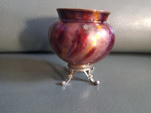 SALZNAPF MIT SILBERFUSS, HISTORISMUS, SCHRÄGER EMAILDEKOR, FRANKREICH UM 1890 - Bild 1 von 13