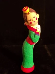 Vintage KOREAN FIGURINE (5 1/2") Hand-painted chalk molded figure Korean Girl  - Picture 1 of 4