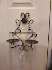 ELEGANCE BLACK COLOR SCROLLWORK 3 CANDLE CHANDELIER WITH CRYSTALS 