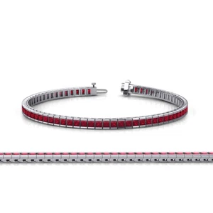 Princess Cut Ruby Eternity Tennis Bracelet 4.76 ctw 14K White Gold JP:46649 - Picture 1 of 3