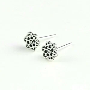 Flower Earrings Silver Color Studs Fashion Jewelry - Imagen 1 de 4
