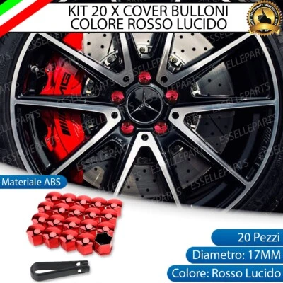 20 X COVER COPRI BULLONI ROSSO LUCIDO 17MM LAND ROVER RANGE ROVER IV - Immagine 1 di 4