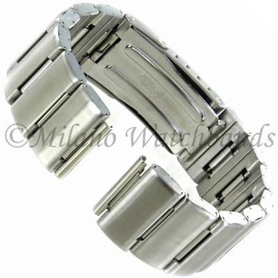 18mm or 20mm Hirsch Solid Silver Stainless Steel Security Clasp Watch Band 5692 - Image 1 of 4