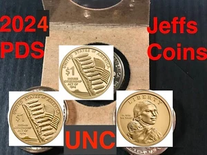 2024 PDS SIN CIRCULAR CONJUNTO COMO NUEVO CIUDADANÍA INDIA P D SACAGAWEA & S PRUEBA 3 dólares nativos - Imagen 1 de 21