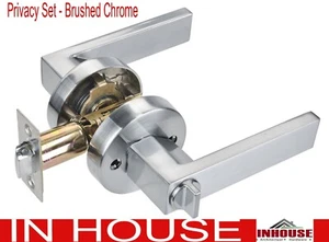 Door handles!lock -Privacy set- Brushed Chrome finished (6502RD) - Picture 1 of 2
