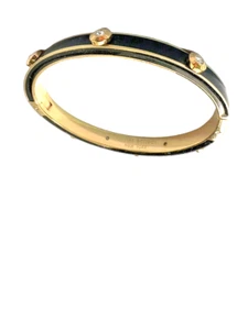 Schöner Henri Bendel kultiger schwarzer Armreif mit goldfarbenen und cz Nieten - Bild 1 von 3