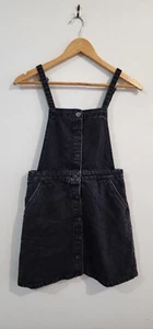 ASOS Label Women Charcoal Casual Straight Denim Pinafore Dress Size UK 10 EU 38 - Picture 1 of 8