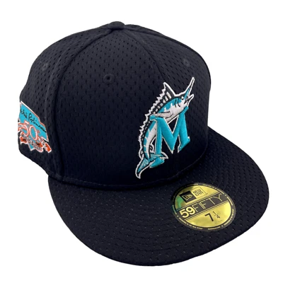 New Era Miami Marlins 90s Throwback Mesh Patch Black/Green UV 59FIFTY Fitted Hat - Image 1 of 4