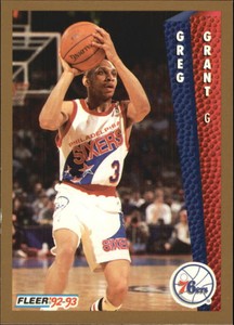 1992-93 Fleer Philadelphia 76ers Basktball Card #404 Greg Grant