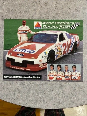 Vintage NASCAR Driver Postcard/Photo - Dale Jarrett / Wood Brothers Cover