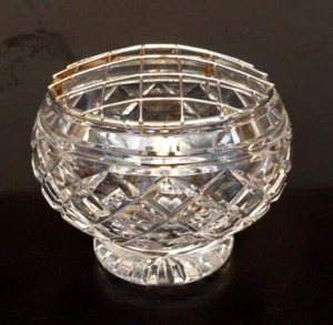 Vintage Stuart small lead crystal rose bowl & flower wire - 11 cm (4.25") di'r - Picture 1 of 6