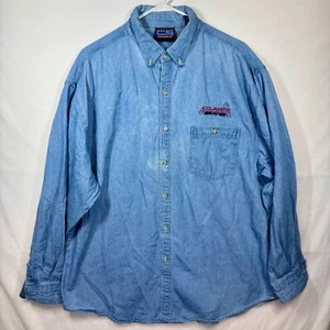 Atlanta Braves Crable Sportswear Denim Button Up Shirt Mens Sz XL - Picture 1 of 9