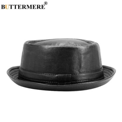 Chapéus Trilby Jazz Vintage - Bonés de Couro Retrô Torta de Porco Unissex Moda Headwear - Imagem 1 de 4
