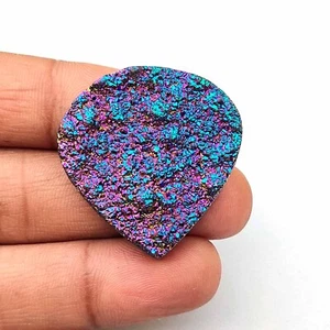 Natural Titanium Druzy Agate Cabochon 34x32 mm Heart Multi Color Gemstone TD-50 - Picture 1 of 7
