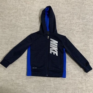 Nike Dri Fit Boys Hoodie Size 2T Blue Full Zip - Picture 1 of 10