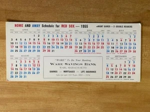 Boston Red Sox 1955 Baseball Schedule Card- Ware Savings Bank - Picture 1 of 2