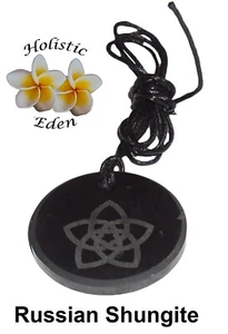 Shungite Flower Pendant Necklace EMF Protection Miracle Healing Stone - Imagen 1 de 3