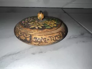 Vintage Wooden Small Trinket Box Jewellery Box Hand Carved Hand Painted Stunning - Picture 1 of 5