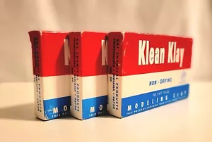 3 KLEAN KLAY Vintage Modeling Clay Natural - #20 Non-Drying 16 oz Blue & Red Lot - Picture 1 of 4
