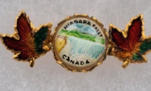 Brooch/pin Gold tone maple leaf vintage (2585rk1jc) Niagra Falls Beautiful color - Picture 1 of 7