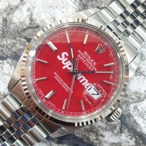 Rolex 16014 Oyster Precision Datejust Supreme Red Custom Dial White Gold Watch - Picture 1 of 8