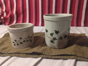Set Of 2 RRP CO. ROSEVILLE OHIO SMALL CROCKS 1 Quart And 1 Pint Size--USA - Picture 1 of 9
