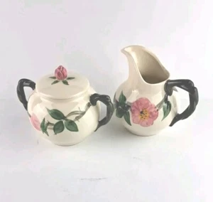 VTG MID-CENTURY USA FRANCISCAN HAND-DECORATED DESERT ROSE SUGAR & CREAMER SET - Picture 1 of 8