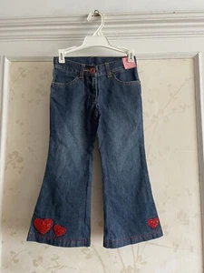 NWT Gymboree Bon Voyage girls Sequin Heart Jeans Pants 4 - Picture 1 of 5